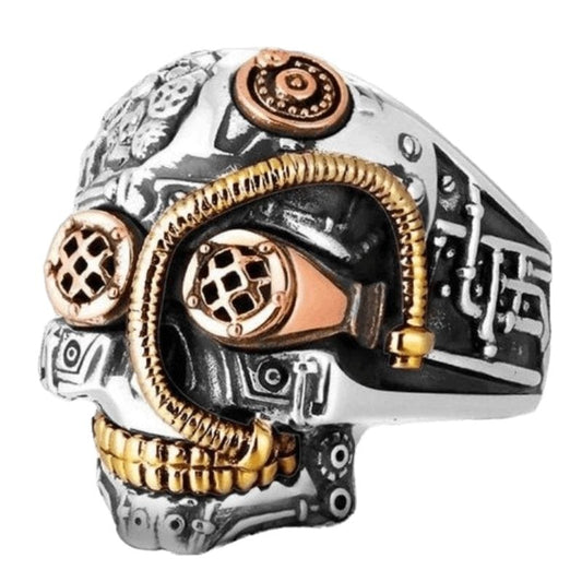 Bague Tête de Mort Steampunk | Lueur Obsidienne - The Steampunk Emporium