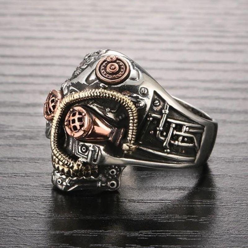 Bague Tête de Mort Steampunk | Lueur Obsidienne - The Steampunk Emporium