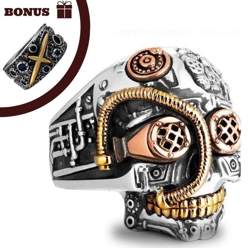 Bague Tête de Mort Steampunk | Lueur Obsidienne - The Steampunk Emporium 6