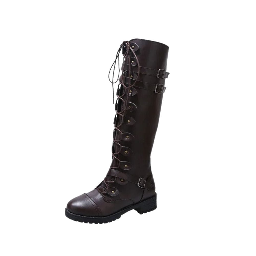 Bottes Steampunk Hautes Sans Talons | MagnoGears - The Steampunk Emporium Marron foncé / 36