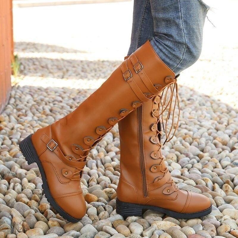 Bottes Steampunk Marron en PU | FoxyGears - The Steampunk Emporium