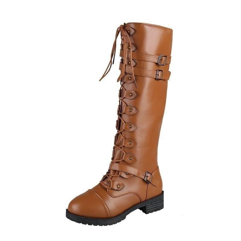 Bottes Steampunk Marron en PU | FoxyGears - The Steampunk Emporium Marron Clair / 43