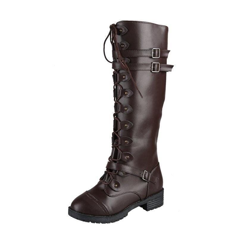 Bottes Steampunk Marron en PU | FoxyGears - The Steampunk Emporium Marron Foncé / 43