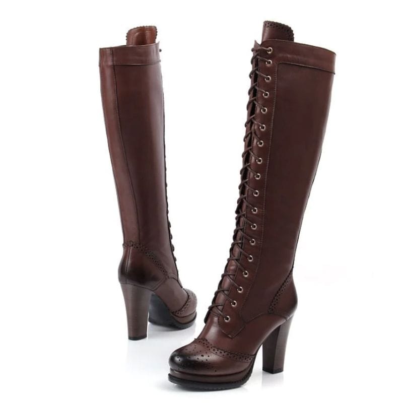 Bottes Victoriennes en Cuir & Simili | Collection Versailles - The Steampunk Emporium Marron / 34