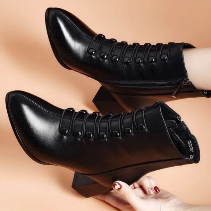 Bottines à Boutons PU Noir Steampunk | Chaussures Héraclite - The Steampunk Emporium