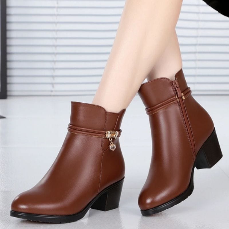 Bottines en PU Marron à Talon | ChocoLux - The Steampunk Emporium