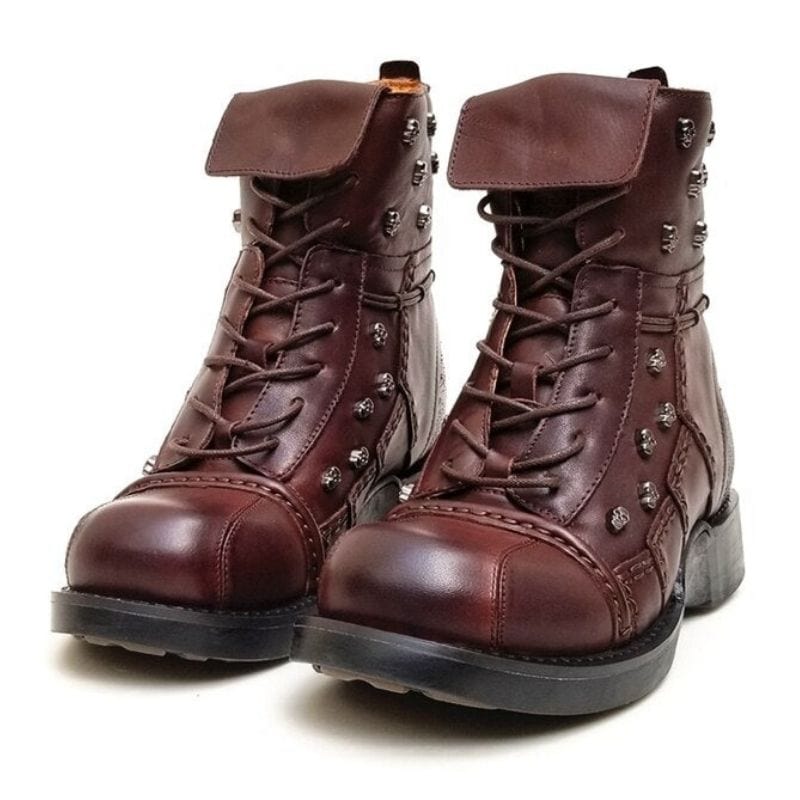 Bottines Moto Marron | MotoLuxe - The Steampunk Emporium