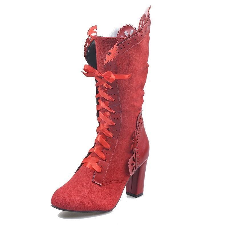 Bottines Steampunk Victoriennes | Airship Elite - The Steampunk Emporium Rouge / 35