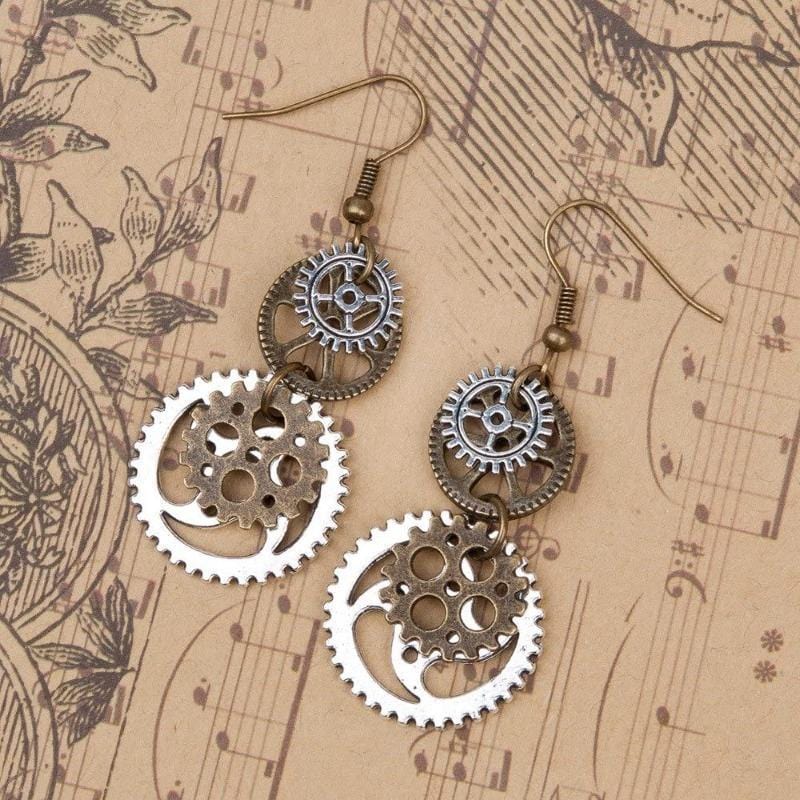 Boucles d'Oreilles Engrenage Steampunk | Lux'Gear - The Steampunk Emporium