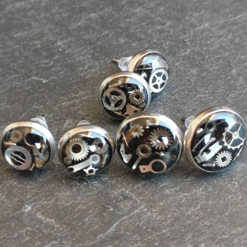 Boucles d'Oreilles Steampunk Femme Petite | Lumin'Art - The Steampunk Emporium Argent 10mm