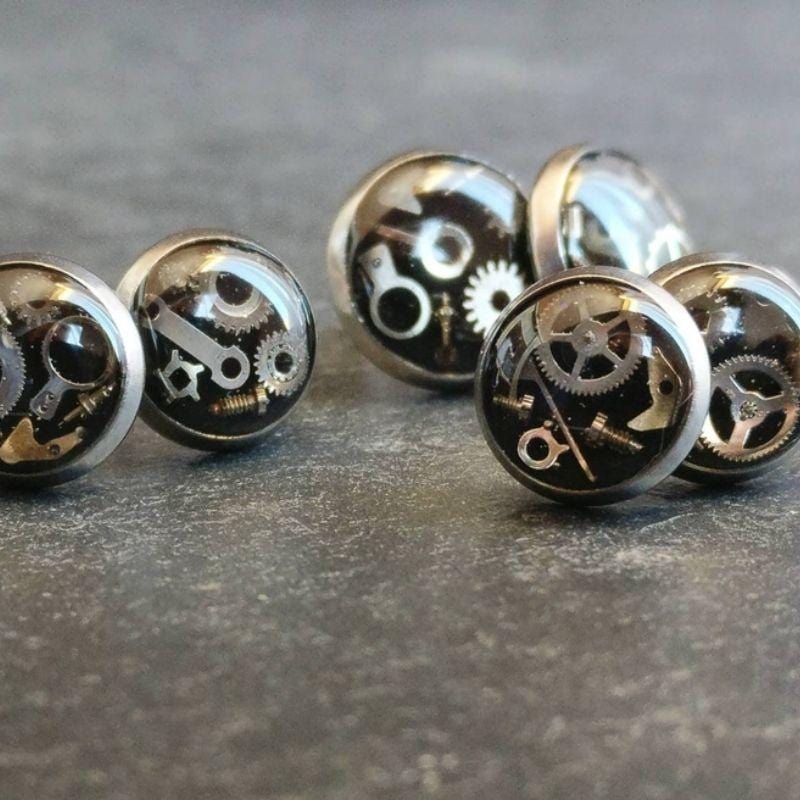 Boucles d'Oreilles Steampunk Femme Petite | Lumin'Art - The Steampunk Emporium Argent 12mm