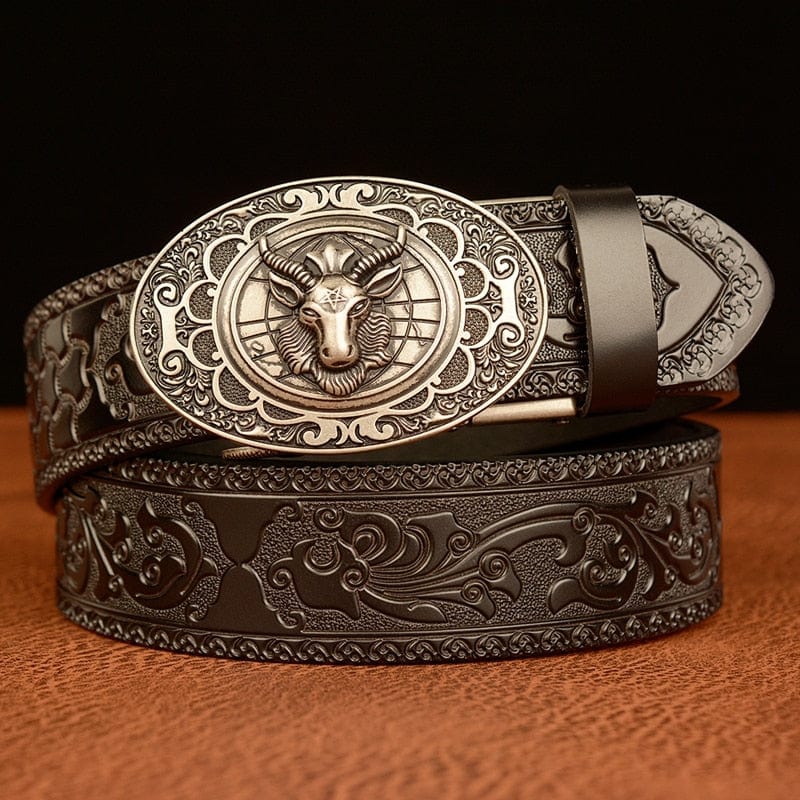 Ceinture avec Boucle Cowboy | WildRodeo - The Steampunk Emporium Noir boucle argent / 95cm