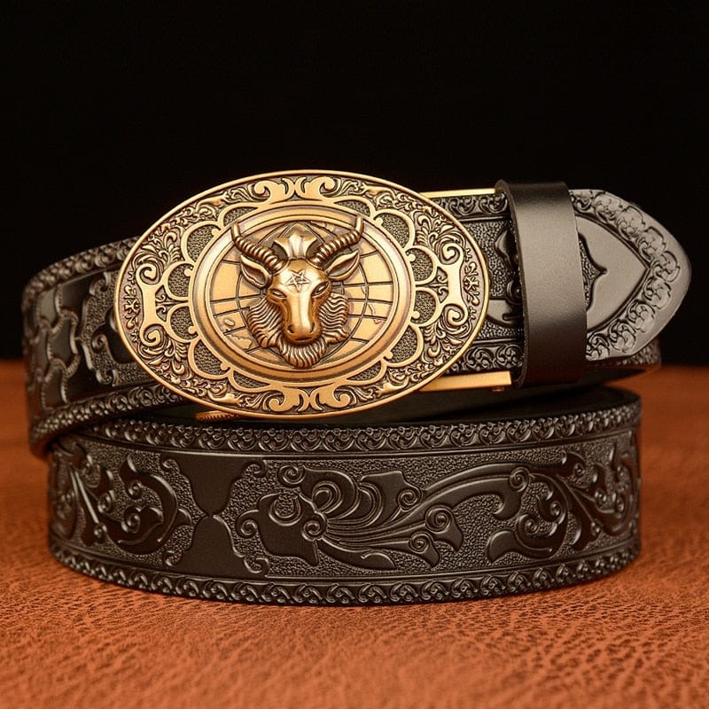 Ceinture avec Boucle Cowboy | WildRodeo - The Steampunk Emporium Noir boucle dorée / 95cm