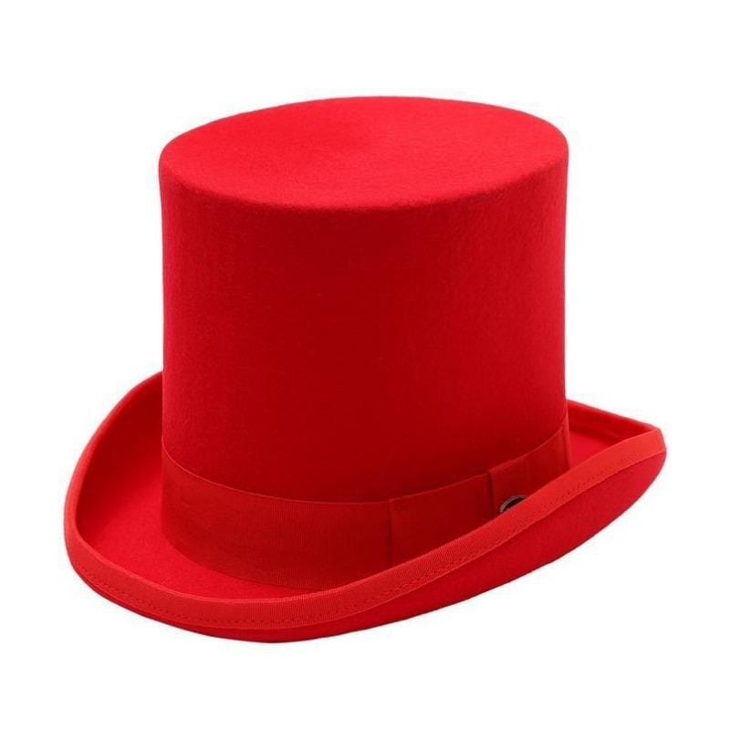 Chapeau Haut de Forme Rouge | Éclat Rouge Brillant - The Steampunk Emporium 55 cm