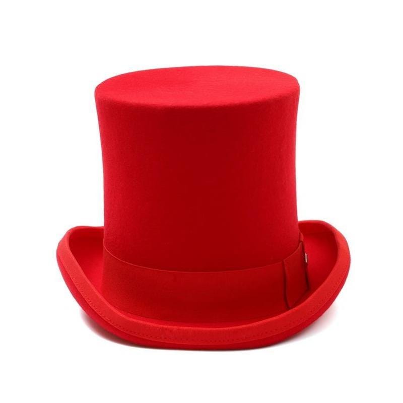 Chapeau Haut de Forme Rouge | Éclat Rouge Brillant - The Steampunk Emporium