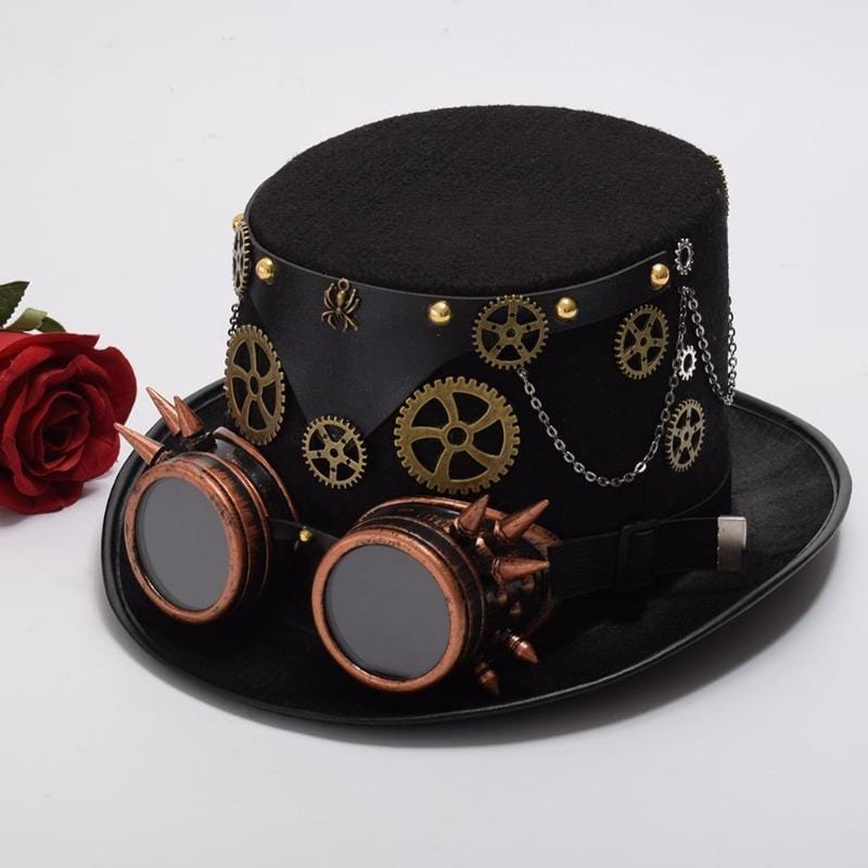 Chapeau Steampunk Haut de Forme Cabaret | Luminaria. - The Steampunk Emporium Mécanismes 58cm