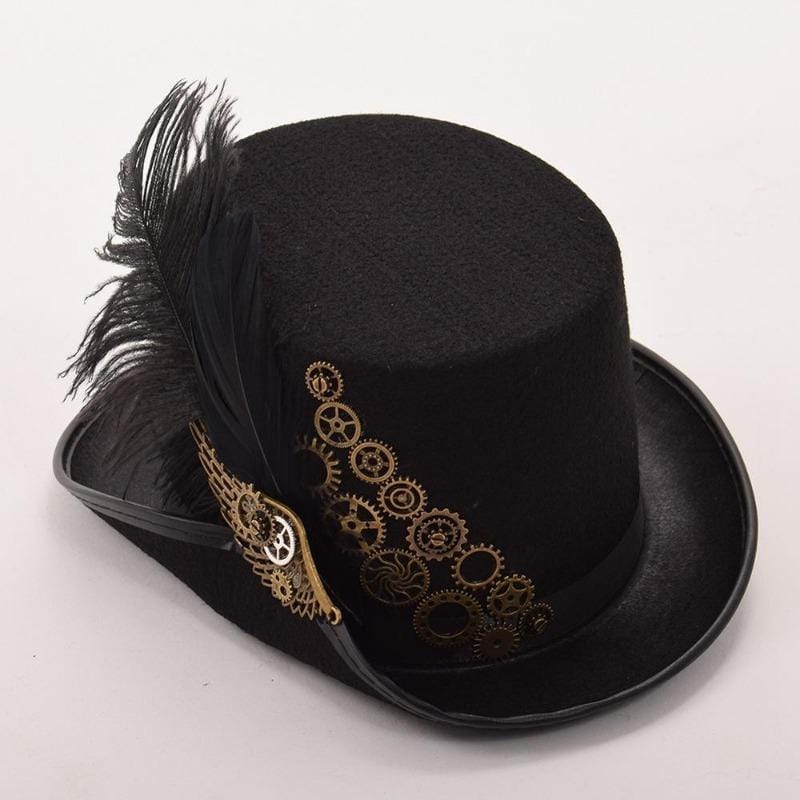 Chapeau Victorien Avec Plume | PlumeVogue - The Steampunk Emporium Sans Rose 58cm