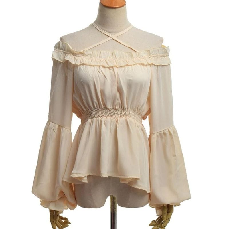 Chemise Médiévale Femme Manches Évasées | Enchantress - The Steampunk Emporium Beige / Taille unique