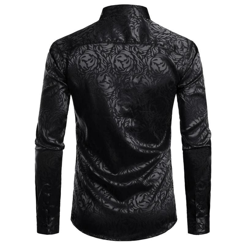 Chemise Noire à Fleur Homme | Noir Éblouissant - The Steampunk Emporium