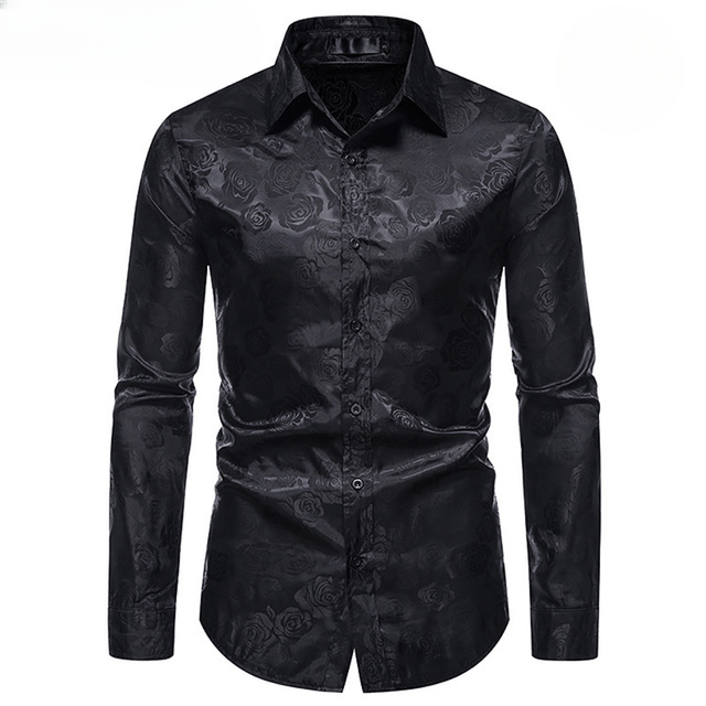 Chemise Noire à Fleur Homme | Noir Éblouissant - The Steampunk Emporium Noir 2 / S