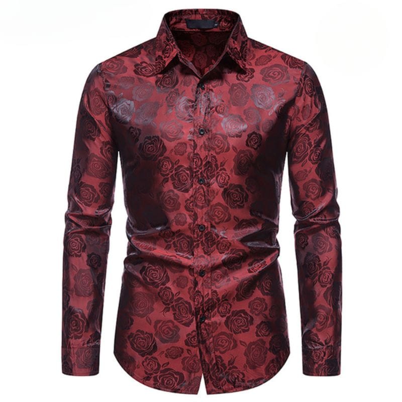 Chemise Rouge à Fleur Homme | RougeVif - The Steampunk Emporium Rouge 1 / L