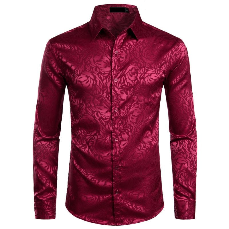 Chemise Rouge à Fleur Homme | RougeVif - The Steampunk Emporium Rouge 2 / L