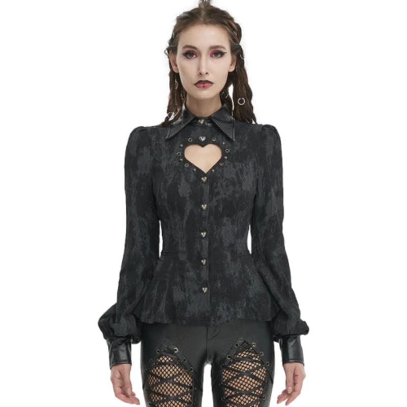 Chemise Steampunk Col Ouvert | SteamTrend - The Steampunk Emporium Noir / XS