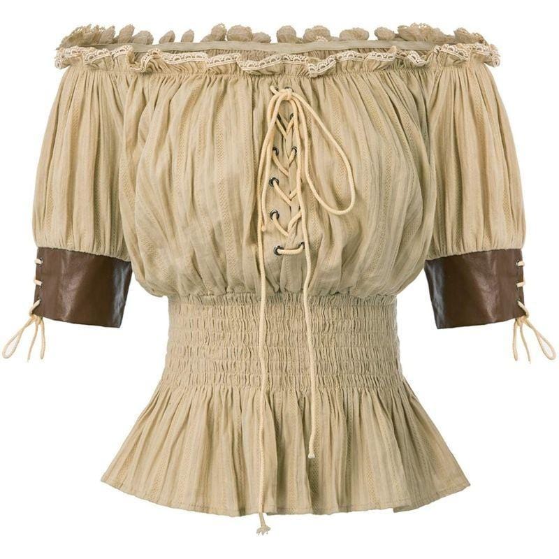 Chemise Steampunk Epaules Dénudées | SteamLuxe - The Steampunk Emporium Beige / S