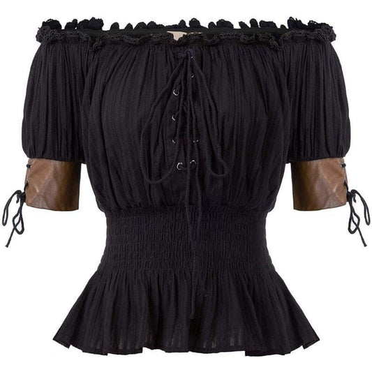 Chemise Steampunk Epaules Dénudées | SteamLuxe - The Steampunk Emporium Noir / S