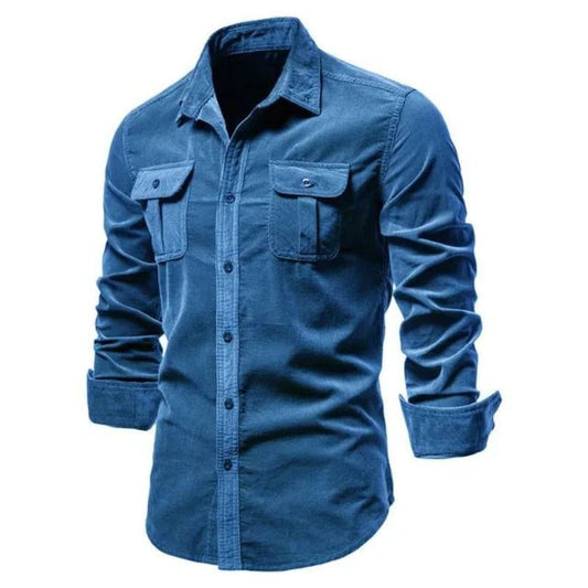 Chemise Velours Côtelé Homme | SupremeVelvet - The Steampunk Emporium Bleu / M