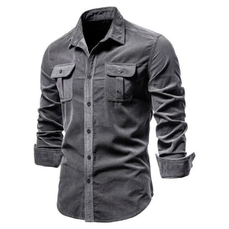 Chemise Velours Côtelé Homme | SupremeVelvet - The Steampunk Emporium Gris / M