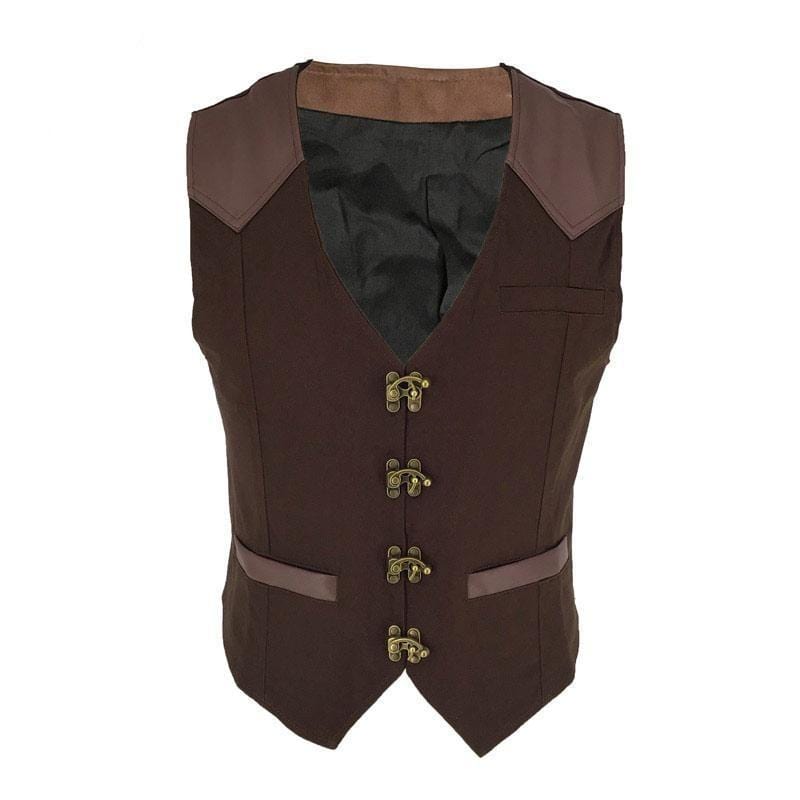 Corset Gilet Steampunk Rétro | MysticGear - The Steampunk Emporium Marron / S