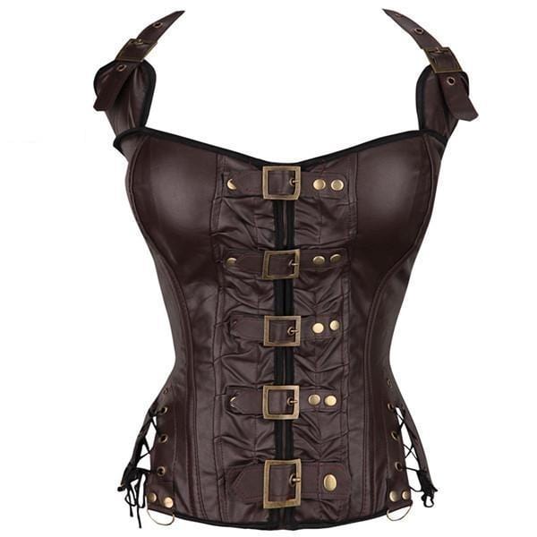 Corset Steampunk Aventurière | MystiCorset - The Steampunk Emporium Marron / S