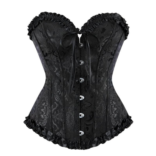 Corset Steampunk Brocart | Morphéa Luxe - The Steampunk Emporium Noir Avec Dentelle / S