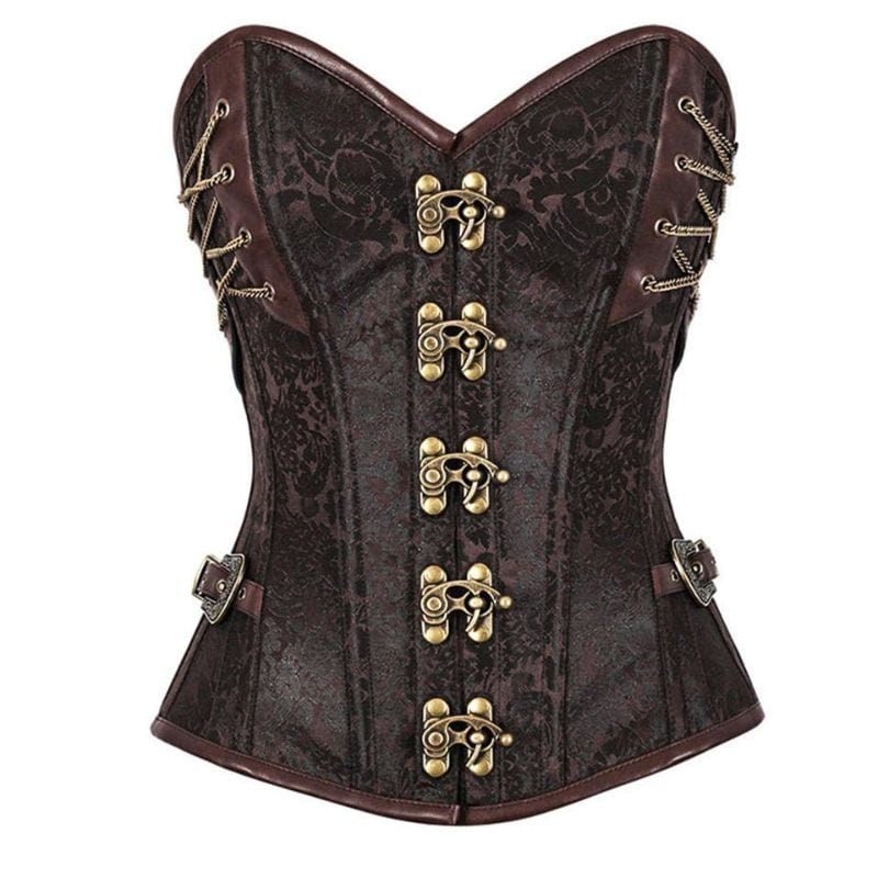 Corset Steampunk en Simili | Élégance Enchantée - The Steampunk Emporium Marron / S