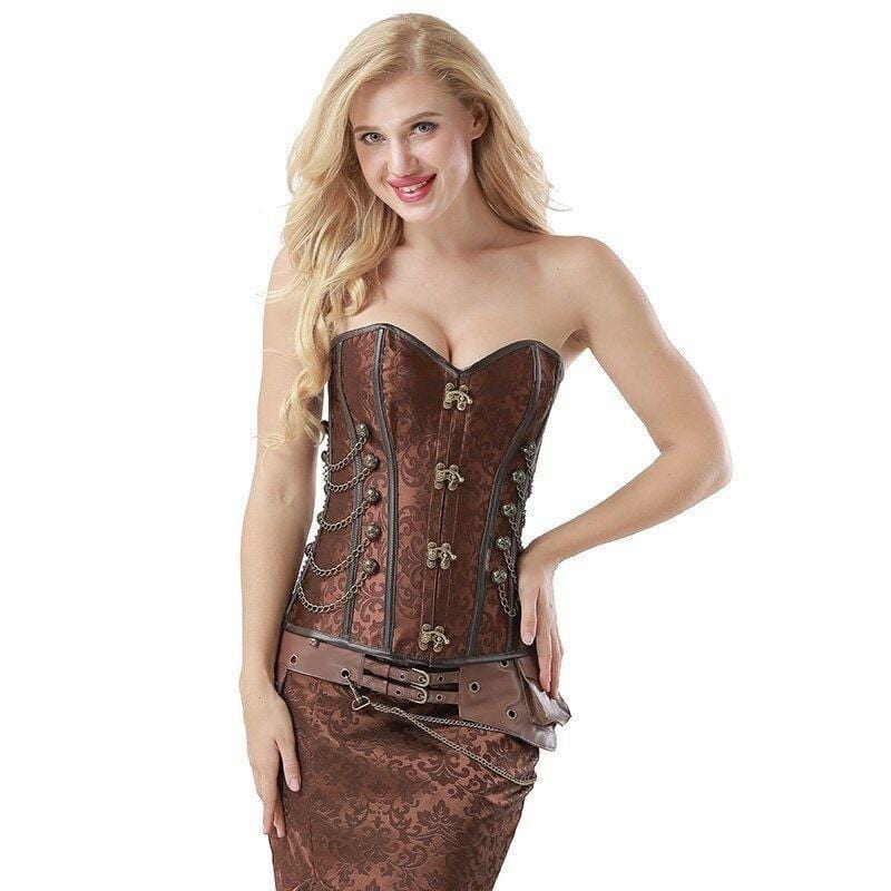 Corset Steampunk Marron | MystiCorset - The Steampunk Emporium