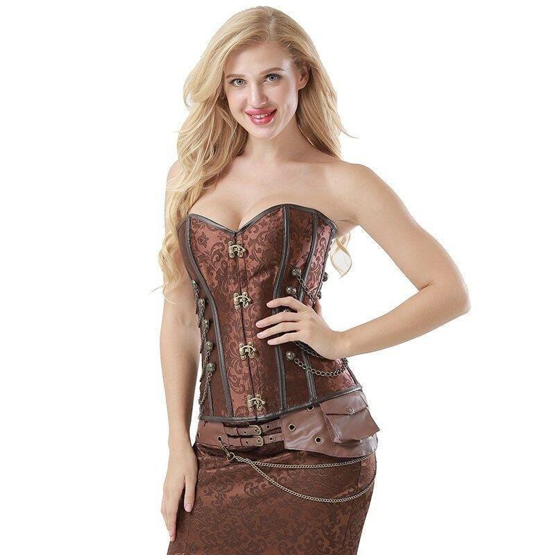 Corset Steampunk Marron | MystiCorset - The Steampunk Emporium