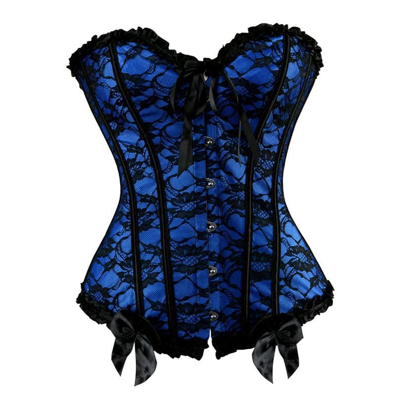 Corset Victorien Femme | Élégance Éternelle - The Steampunk Emporium Bleu / L