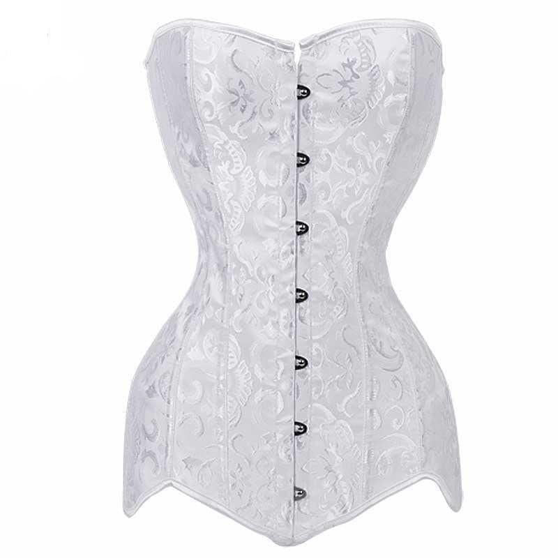 Corset Victorien Long | Élégance Impériale - The Steampunk Emporium Blanc / XS