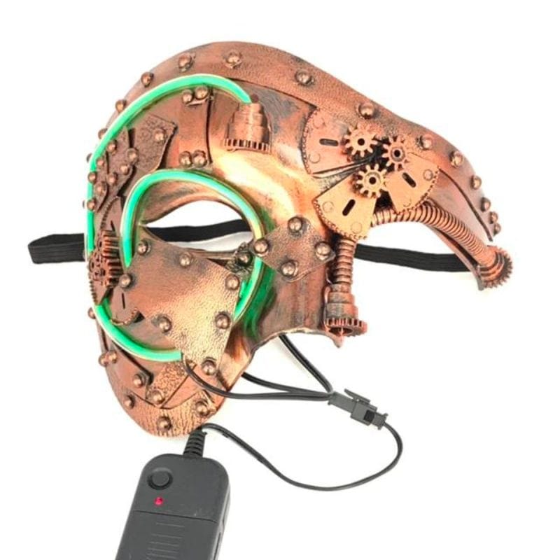 Demi Masque Steampunk | CyberMask - The Steampunk Emporium Cuivre LED