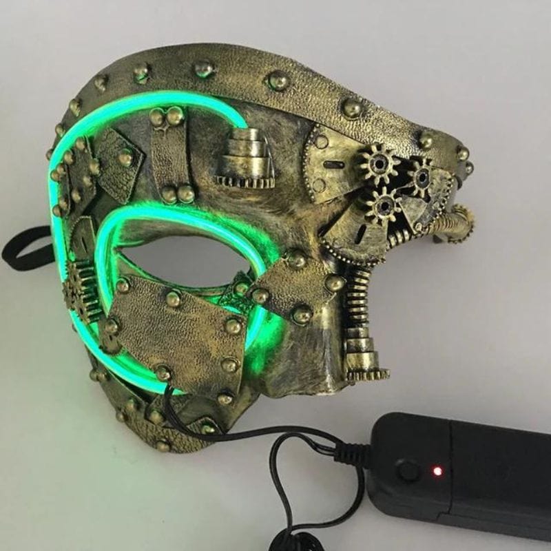 Demi Masque Steampunk | CyberMask - The Steampunk Emporium Or LED