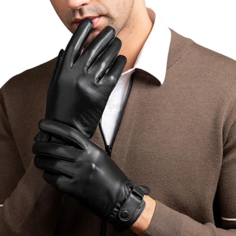 Gant en Cuir Noir pour Homme | LuxePeau - The Steampunk Emporium Noir doublure fine / M