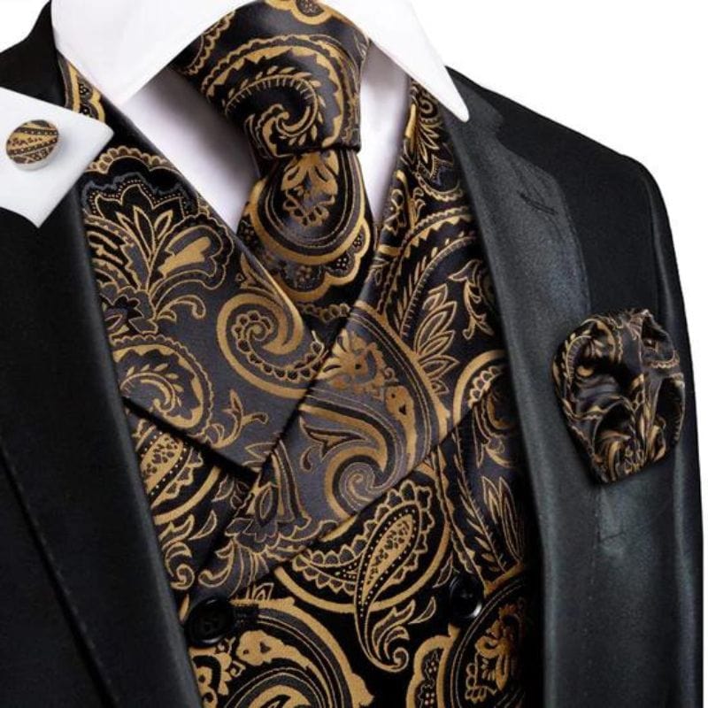 Gilet Costume Homme Doré | Luxe Goldsuit - The Steampunk Emporium