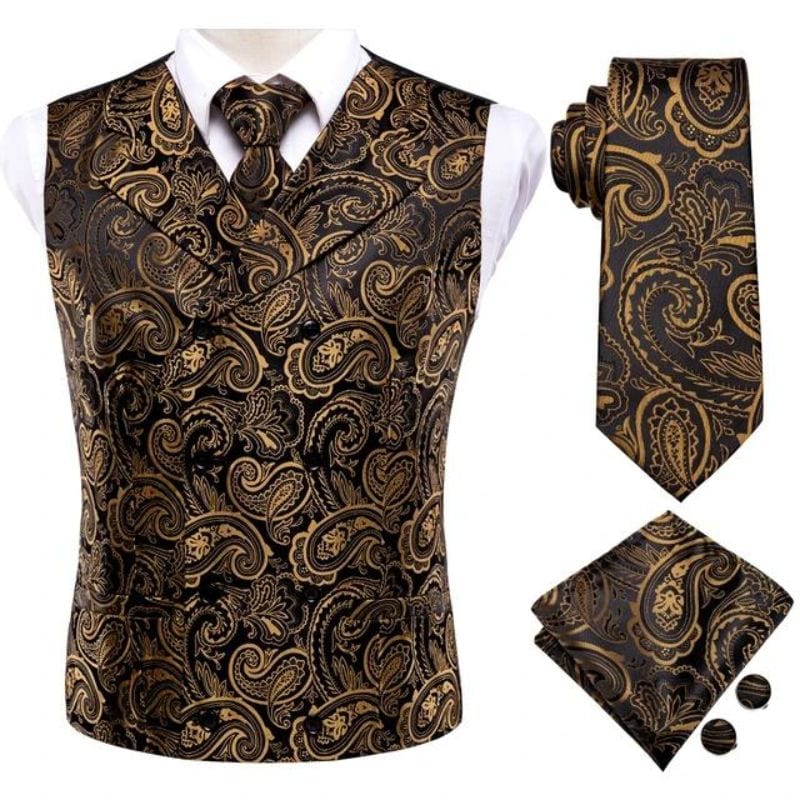 Gilet Costume Homme Doré | Luxe Goldsuit - The Steampunk Emporium Or / S