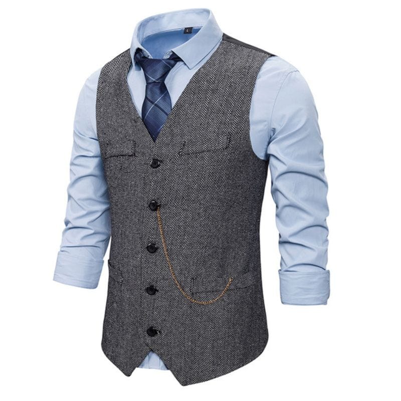 Gilet de Costume Homme Avec Chaîne | La Chaîne Chic - The Steampunk Emporium Gris / M