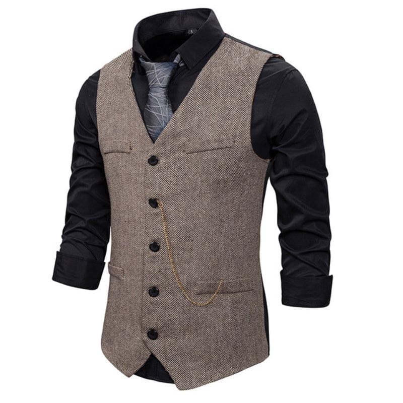 Gilet de Costume Homme Avec Chaîne | La Chaîne Chic - The Steampunk Emporium Marron / S