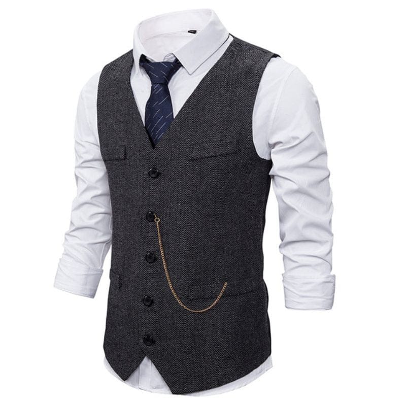 Gilet de Costume Homme Avec Chaîne | La Chaîne Chic - The Steampunk Emporium Noir / S