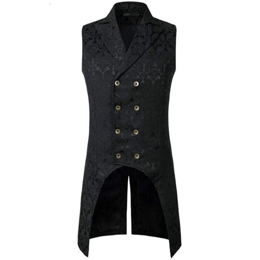 Gilet Magistral Sans Manche Long Gothique Homme | Ravageur Gothico - The Steampunk Emporium Noir / S