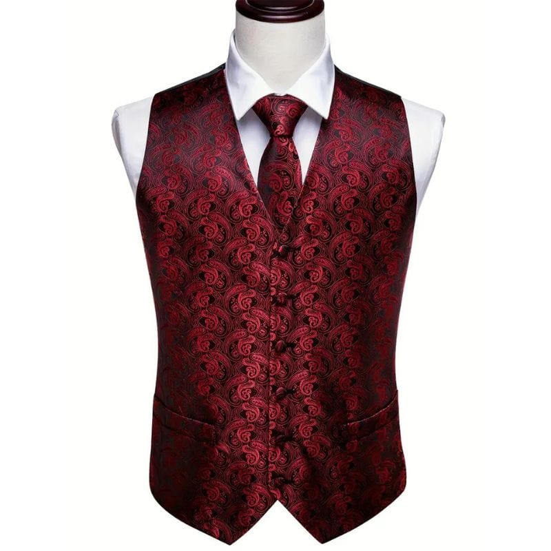 Gilet Rouge Homme pour Mariage | Élégance Cérémonie - The Steampunk Emporium