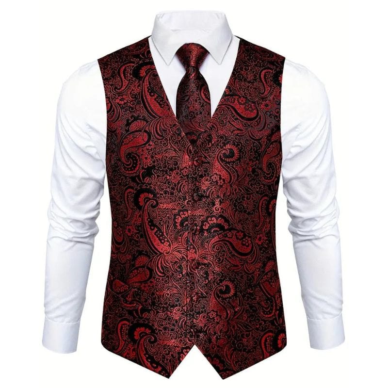 Gilet Rouge Homme pour Mariage | Élégance Cérémonie - The Steampunk Emporium